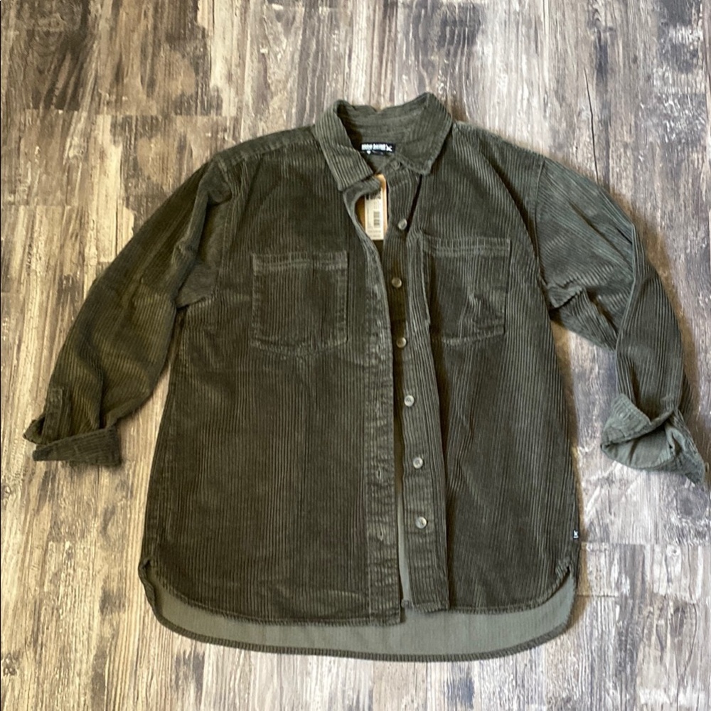 Eddie Bauer Olive Corduroy Button-Up Shirt